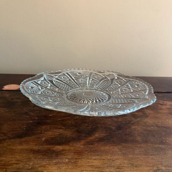 Indiana Glass Co Paneled Daisy Fine Cut Glass plate bowl Yorktown Concord - Picture 2 of 6